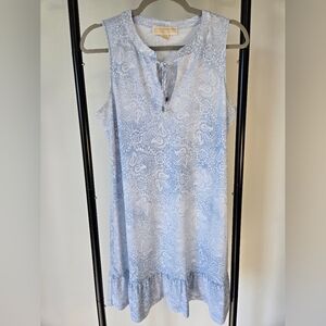 Michael Kors Dress size Medium Ruffle Hem Blue/ White Pattern